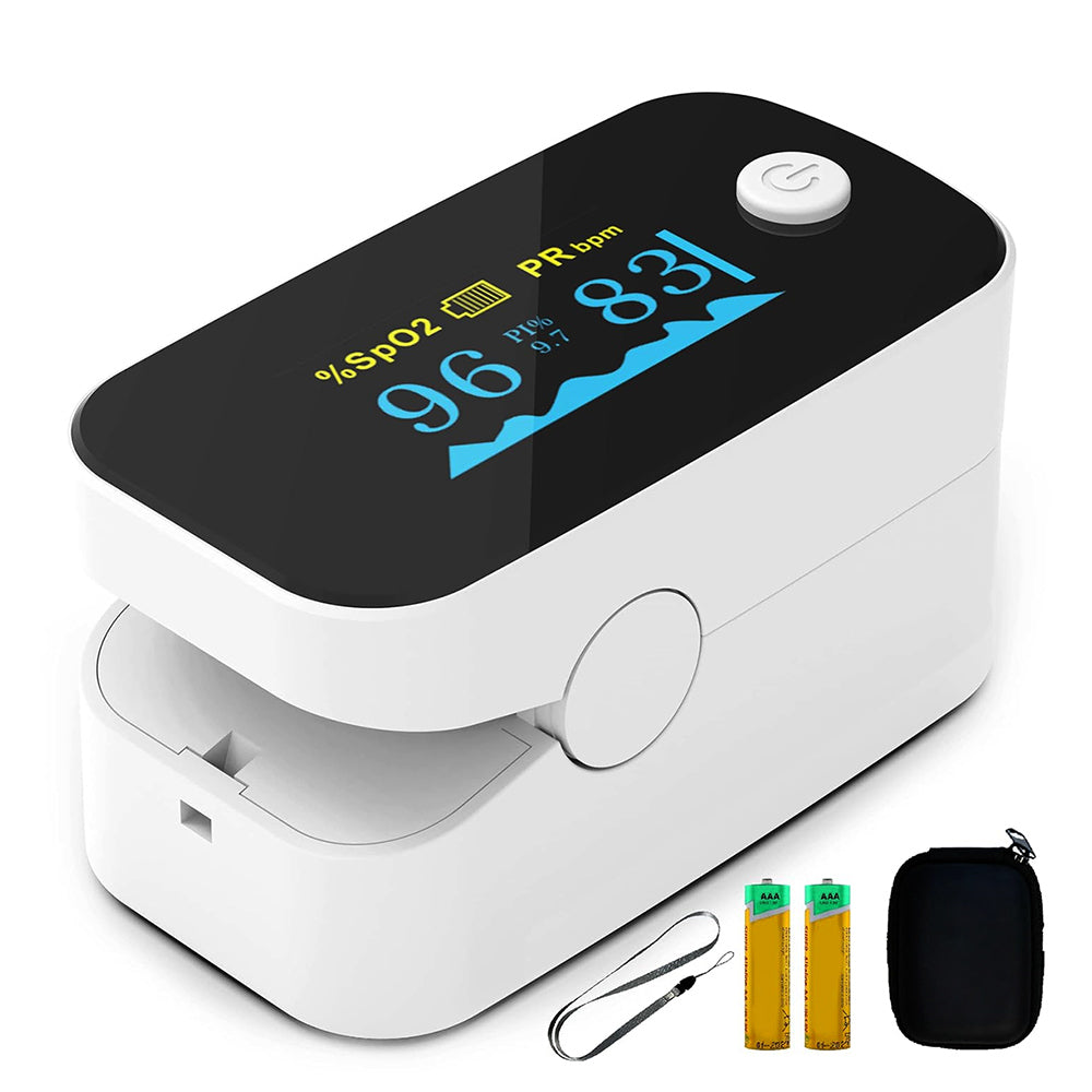 Pulsoximeter / Blutsauerstoffmessgerät / Oximeter für Finger / Mit OLED Anzeige / Professionell und hochgenau / Optimal für Familien, ältere Menschen und Krankenhäuser
