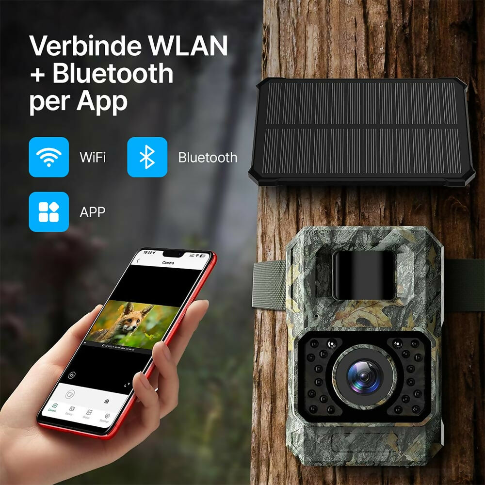 48 Megapixel Wildkamera mit exzellenter Nachtsicht inkl. 32 GB microSD-Karte und Solarpanel