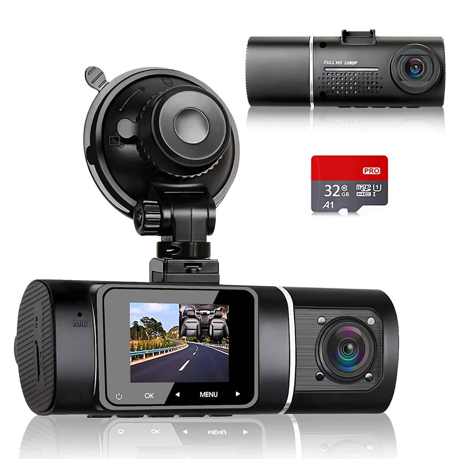 Snapbuy Dashcam 1080P - Doppelkamera Mit Nachtsicht & 32GB SD-Karte