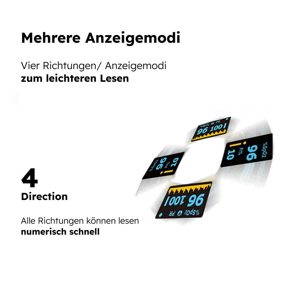 Pulsoximeter / Blutsauerstoffmessgerät / Oximeter für Finger / Mit OLED Anzeige / Professionell und hochgenau / Optimal für Familien, ältere Menschen und Krankenhäuser