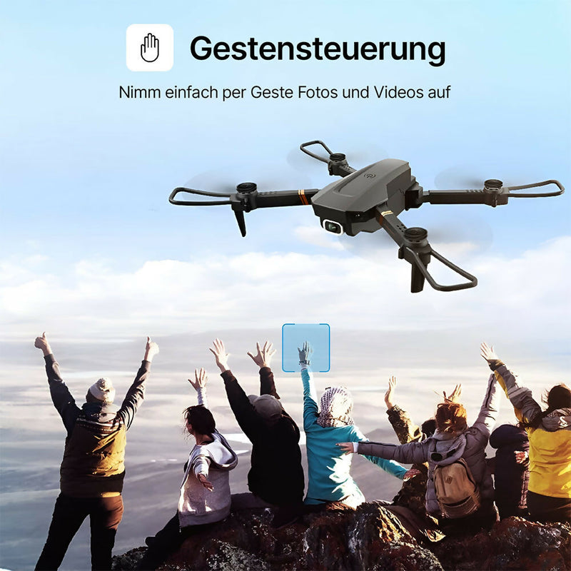 Kompakte Drohne mit WiFi Kamera 1080P HD / RC Quadrocopter mit 2 Akkus / FPV Übertragung / One Key Start/Landen / Headless Modus / Inkl. Premium Tragetasche