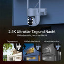 Solar 360° Überwachungskamera mit 2.5K Auflösung / Nachtsicht in Farbe / PIR Bewegungssensor / Zwei-Wege Audio / IP66 Wasserdicht
