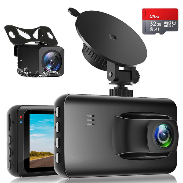 Dual-Dashcam Pro, 1080P FHD Aufnahme mit fortschrittlicher Nachtsicht / intelligenter Parküberwachung / Überlegene Nachtaufnahmen / 32GB SD-Karte