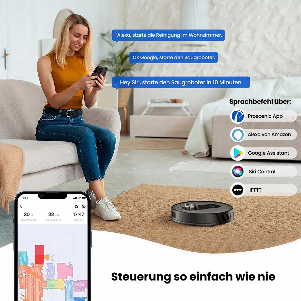 Saugroboter Q8 mit Wischfunktion, 6.000Pa Saugkraft, 200min Akkulaufzeit & Laser Navigation mit 5 Karten / für Böden, Teppiche & Tierhaare