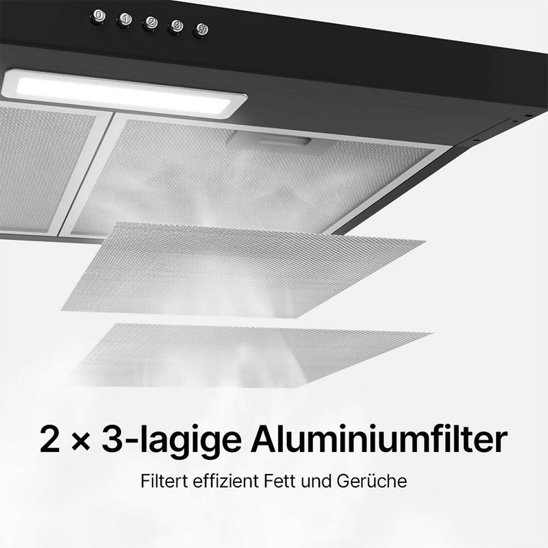 Unterbau-Dunstabzugshaube mit Ultra-Leiser Leistung / Kompaktes Design / Einfache Installation & Wartung / Energiesparende LED-Beleuchtung