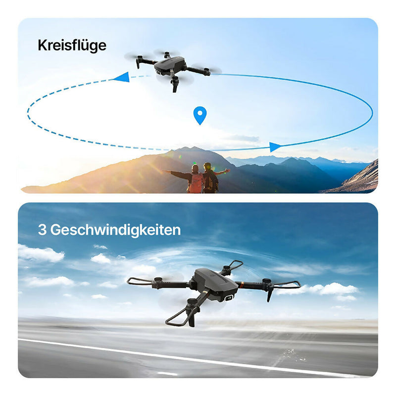 Kompakte Drohne mit WiFi Kamera 1080P HD / RC Quadrocopter mit 2 Akkus / FPV Übertragung / One Key Start/Landen / Headless Modus / Inkl. Premium Tragetasche