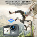 5K Action Camera 30MP mit WiFi / Wasserdicht bis 30 m mit Touchscreen / 170° Weitwinkel / 2.4G Fernbedienung & Zubehör-Kit