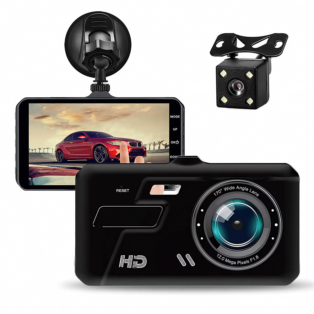 Dashcam mit Front- & Rückkamera, 1080p Full HD, Nachtsicht, 24h Parküberwachung & G-Sensor für sicheres Fahren