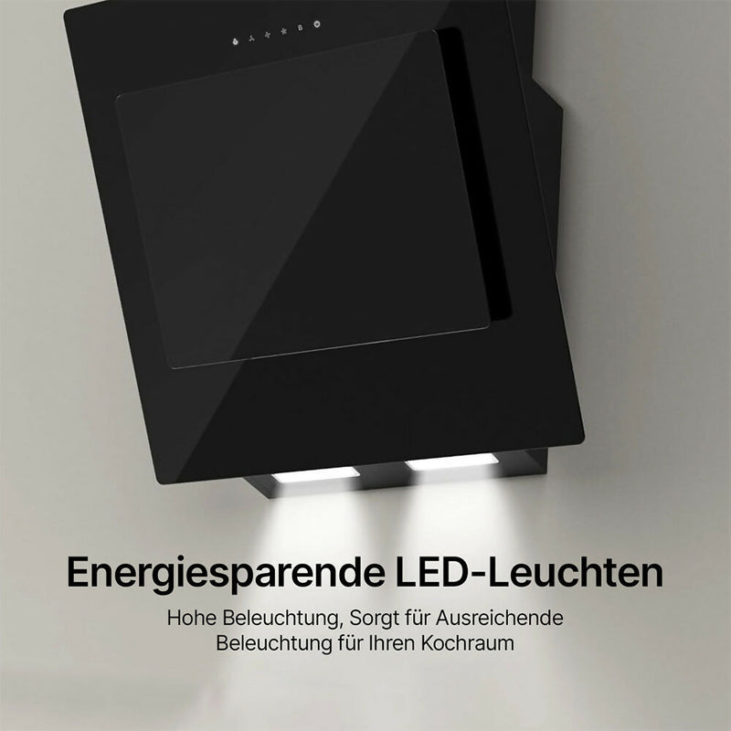 Dunstabzugshaube mit A+++ Energieeffizienz / 650m³/h Saugleistung / Touch-Steuerung / Ultra-leise mit nur 59 dB / Energieeffiziente LED-Beleuchtung