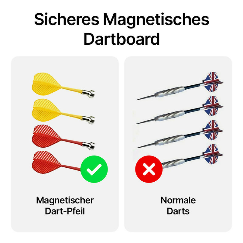 Magnetische Dartscheibe mit Rollfunktion / Sicher für Kinder und Erwachsene / Doppelseitiges Spiel / Inklusive 12 Darts