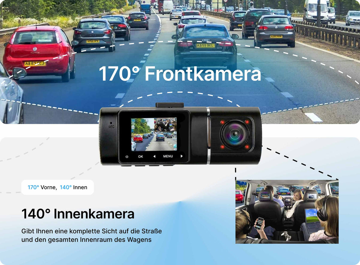 Dash Cam GPS mit Akku: 1080P FHD Dashcam Auto Vorne Hinten, 170° Weitwinkel  Interno 146°, Infrared Nachtsicht, G-Sensor, WDR, Loop-Aufnahm Dashcam,  7/24 Parkmonitor Autokamera, Max 256G Dash Camera: : Elektronik &  Foto