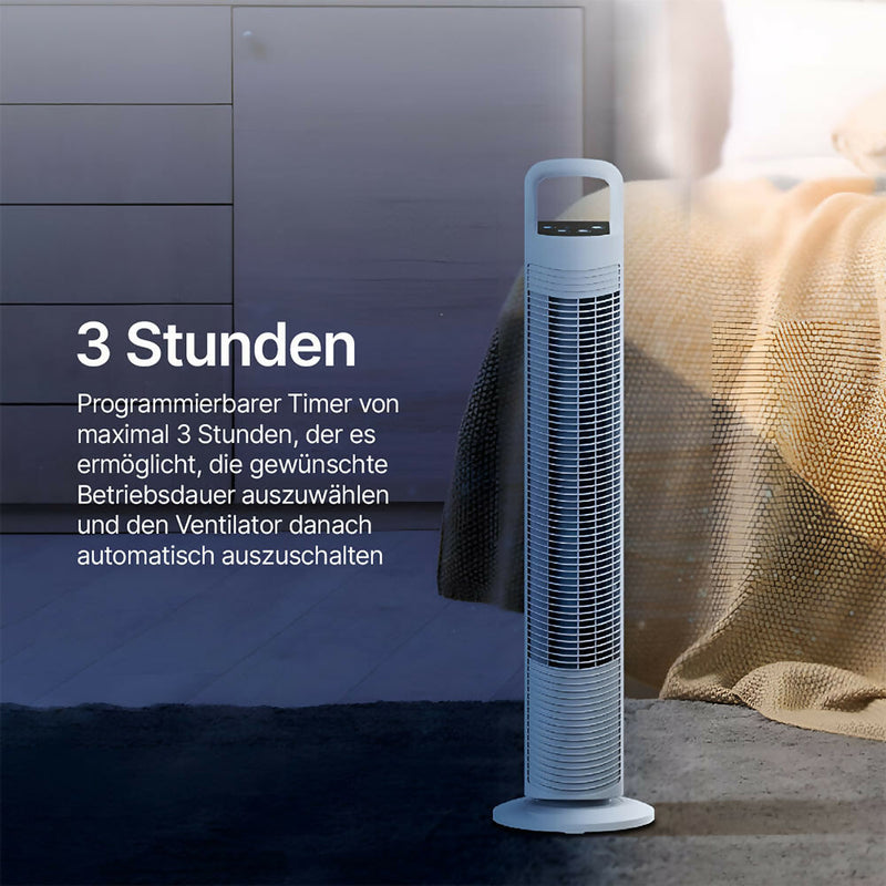 Turmventilator mit 3 Geschwindigkeiten / 45 Watt / Automatische Oszillation / Leise & Leistungsstark / Energiesparendes Design / Kompaktes & Elegantes Design