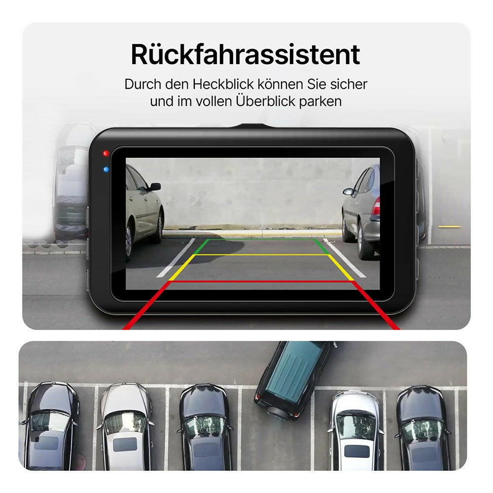 Dual-Dashcam Pro, 1080P FHD Aufnahme mit fortschrittlicher Nachtsicht / intelligenter Parküberwachung / Überlegene Nachtaufnahmen / 32GB SD-Karte