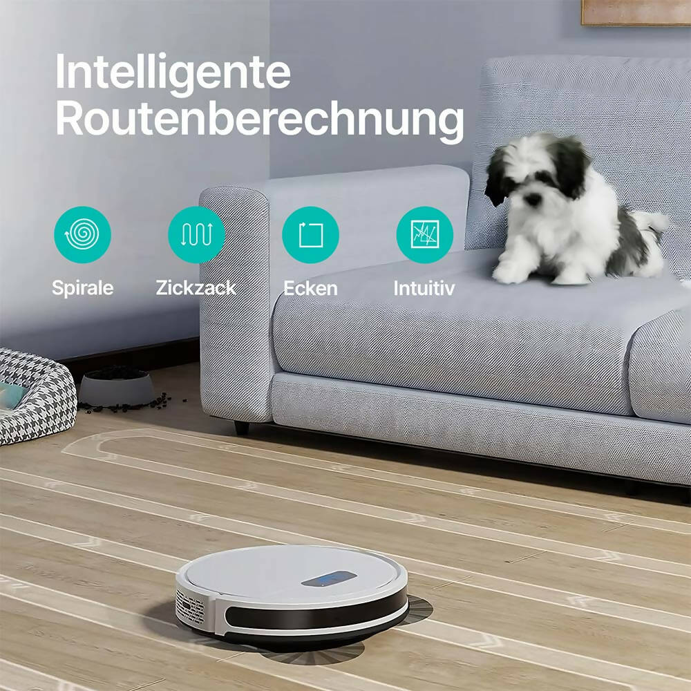 Saugroboter Pro mit Wischfunktion / 3000Pa Saugkraft / Intelligente Reinigungsrouten / App-Steuerung / 150 Min. Laufzeit / Teppicherkennung / Einfache Wartung / Alexa & Google kompatibel