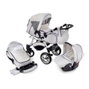 Kombi-Kinderwagen / Inkl. Autositz & Schlafkorb / Made in EU / Flexibel dank Wendegriff / Komfortable Federung / Mit Spieltablett & Moskitonetz / Stabil auf jedem Terrain