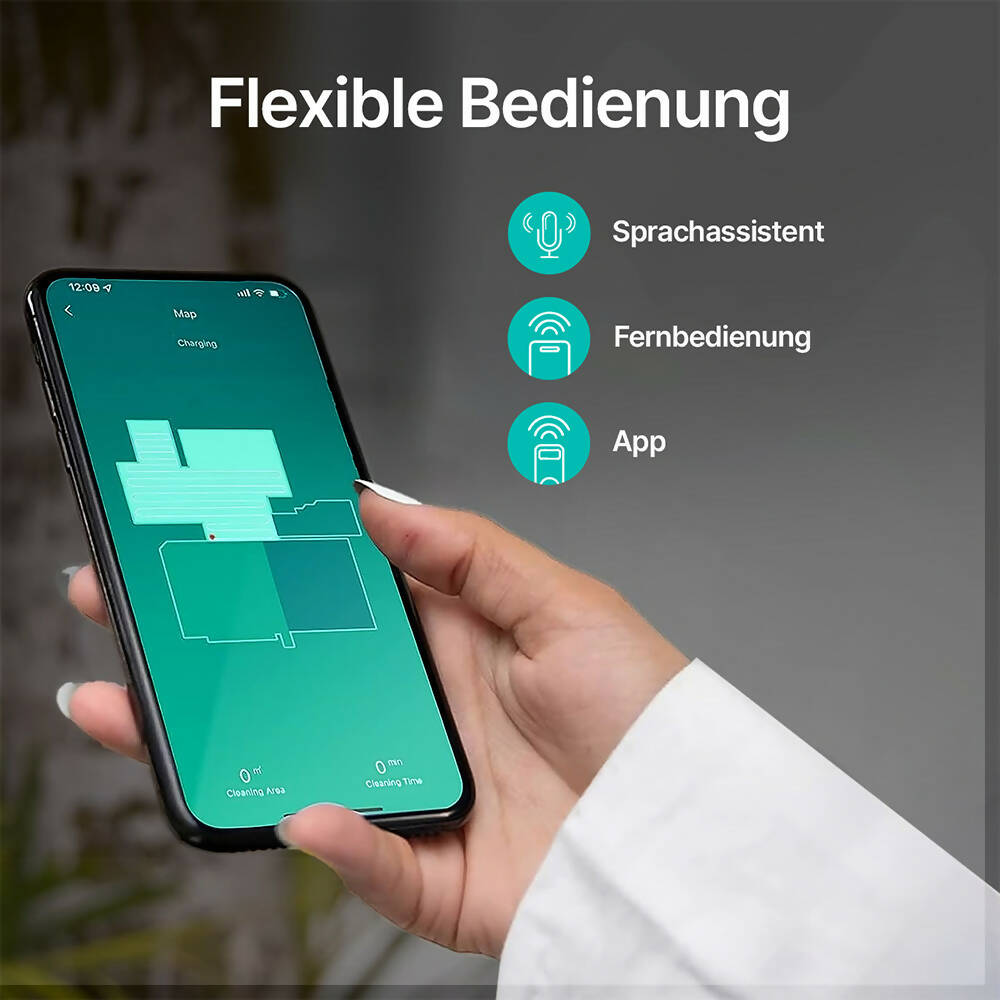 Saugroboter Pro mit Wischfunktion / 3000Pa Saugkraft / Intelligente Reinigungsrouten / App-Steuerung / 150 Min. Laufzeit / Teppicherkennung / Einfache Wartung / Alexa & Google kompatibel