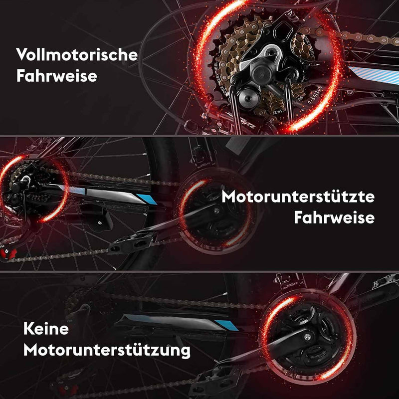 Elektro-Mountainbike für Herren / 26 Zoll / 250 W Heckmotor / Abnehmbarer 10.4AH Lithium-Ionen-Akku / Schnelle Ladezeit / Aluminiumlegierung