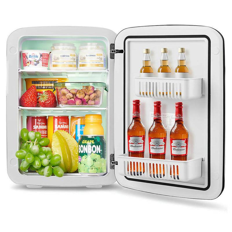 Mini Kühlschrank mit 2 in 1 Kühl- und Heizfunktion / Tragbar / Energieeffizient / 15L Kapazität / Leises Betriebsgeräusch / LED Innenbeleuchtung / Ideal für Auto, Büro und Zuhause