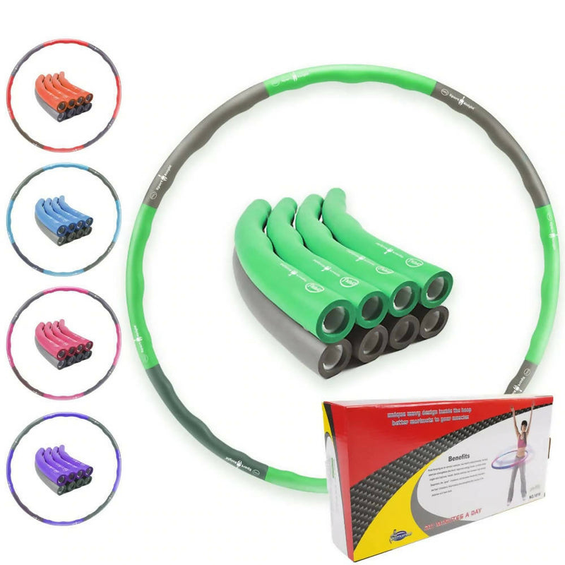 Premium Hula Hoop Reifen 1.0 von FitOne / Kalorienkiller / 8-teilig / patentiertes Wellendesign / hochwertiges PP-Material / stabiler Schaumstoff / Fitnesswaffe