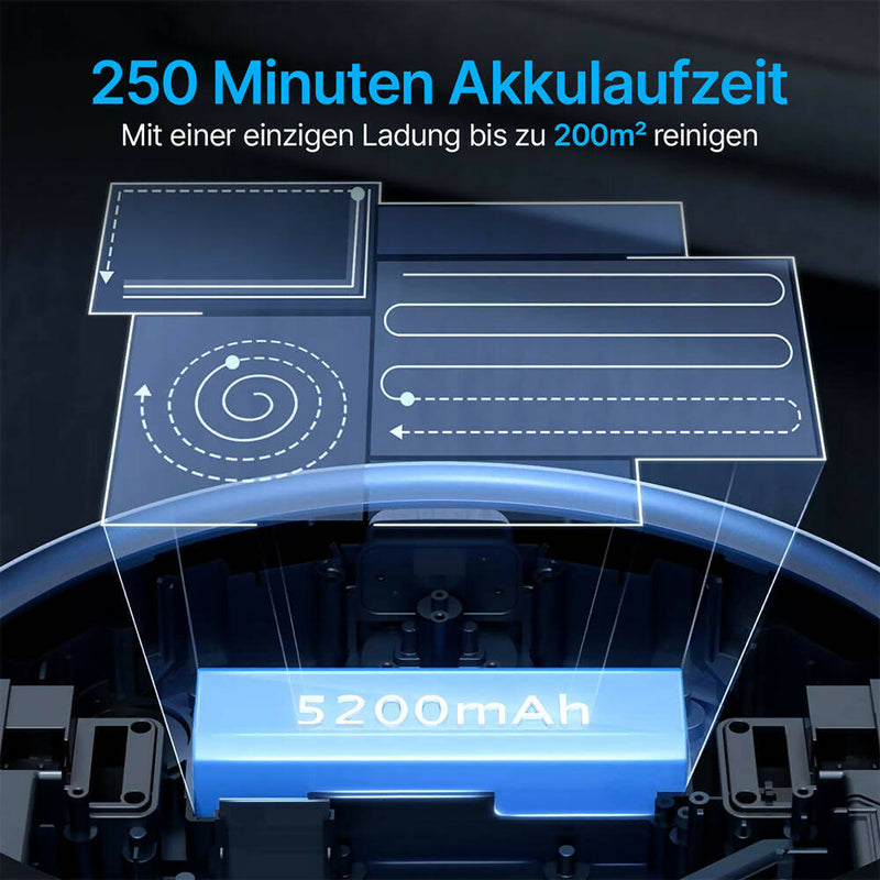 Akku Staubsauger Roboter / Selbstentleerend / 3.5L Staubbehälter / 250 Minuten Laufzeit / 3500PA / Intelligente Routenführung mit Lidar