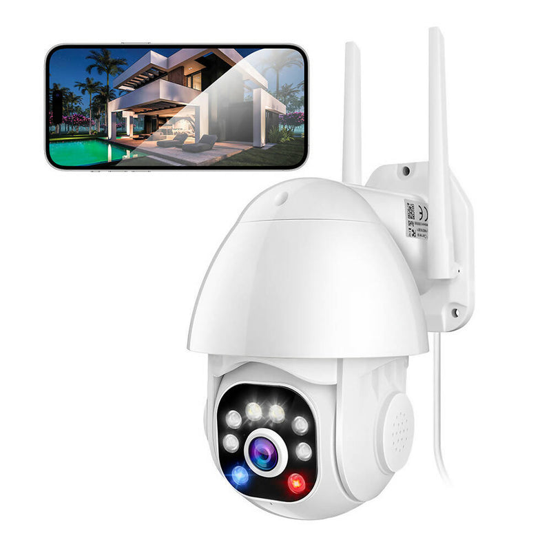 Outdoor Überwachungskamera mit 3 Megapixel / Kabelbetrieben / Wasserdichte WLAN Kamera mit Zwei-Wege-Audio / Outdoor Überwachung durch Nachsicht und Bewegungssensor