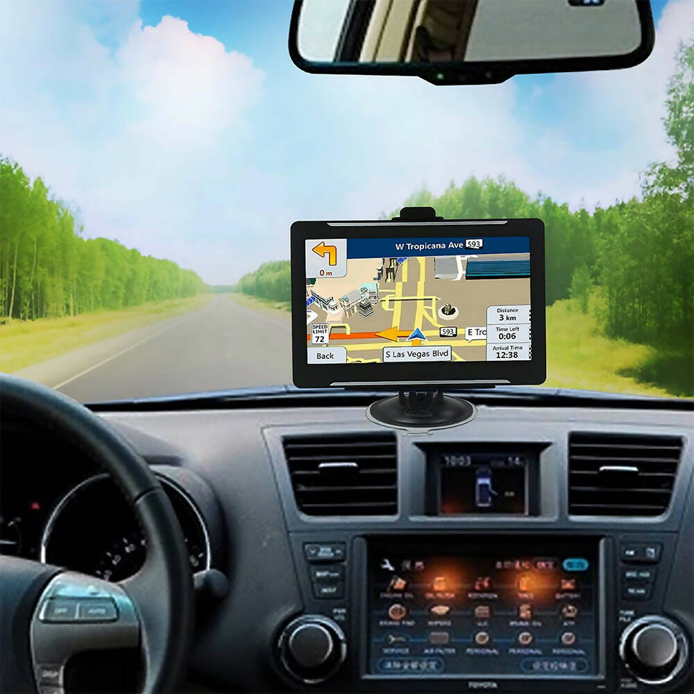 GPS Navigationsgerät für Auto, LKW, PKW mit lebenslanger Kartenaktualisierung / 7-Zoll Touchscreen Navigation mit Sonnenblende / 2D & 3D Kartenansicht und Tempolimit-Erinnerung