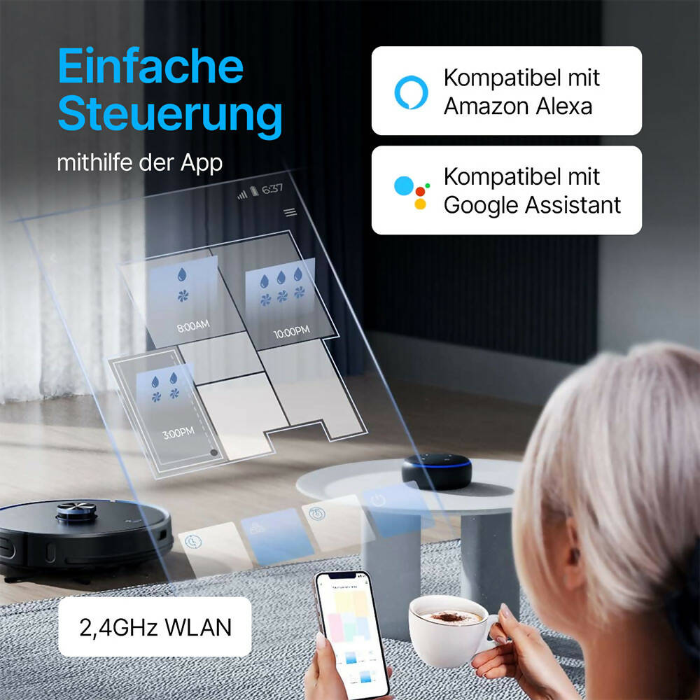 Saugroboter 6 Pro mit Absaugstation / 3.5L Staubbehälter / 250 Minuten Laufzeit / 4000PA / Intelligente Routenführung mit Lidar