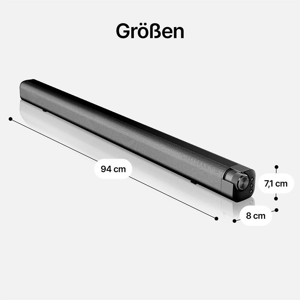 Soundbar Pro S2 für TV, PC, Laptop & Home Cinema / Elegante Bluetooth Soundbar mit Subwoofer-Surround-Sound / HDMI