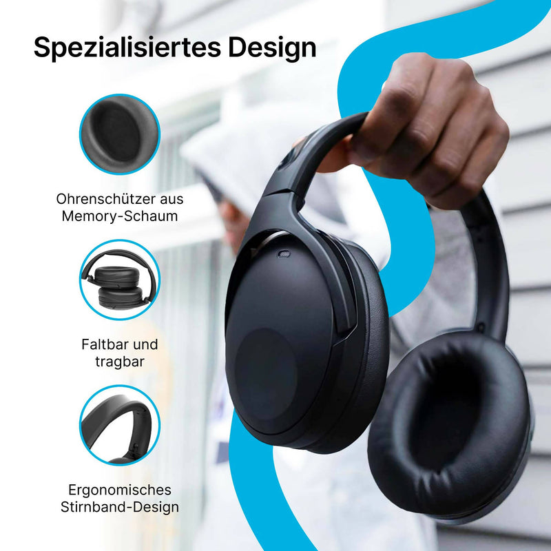 Noise-Cancelling-Kopfhörer mit 100 Stunden Hörzeit / Kabelloses Over-Ear Headset mit Premium-Sound & Bluetooth / Schnelles Aufladen, Kopfhörer für Zuhause und das Büro