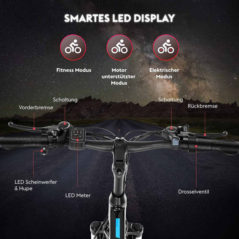 Elektro-Mountainbike für Herren / 26 Zoll / 250 W Heckmotor / Abnehmbarer 10.4AH Lithium-Ionen-Akku / Schnelle Ladezeit / Aluminiumlegierung