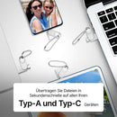 USB Stick 64GB / USB C & USB 2.0 / 2-in-1 OTG Speicherstick / Mini Metall Memory Stick / Schlüsselanhänger / Silber