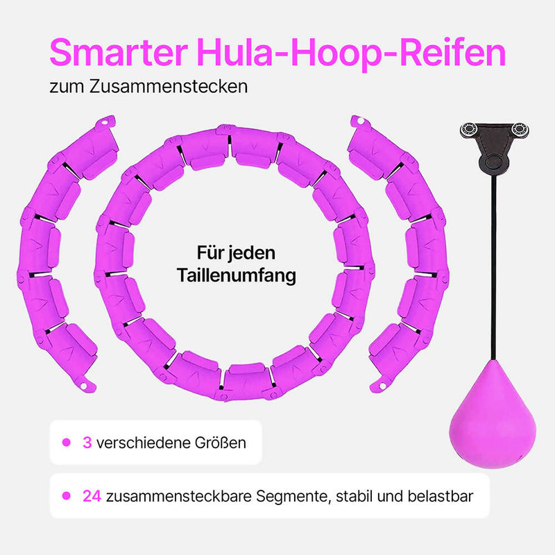 Smarter Hula-Hoop Reifen / 26teilig / Anpassbarer Durchmesser / Full Body Training & Massage / Perfekt zum Abnehmen / Fällt nicht herunter / Inkl. Schwerkraftkugel