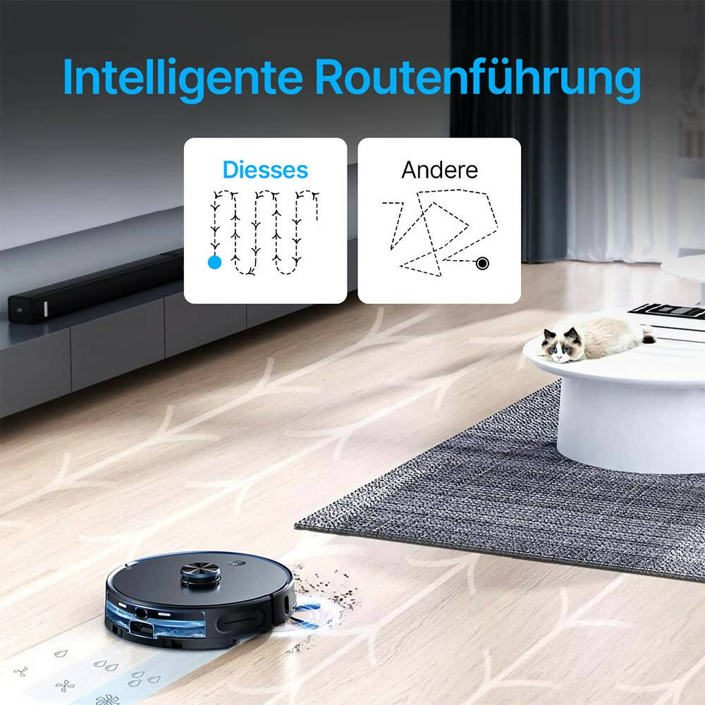 Saugroboter 6 Pro mit Absaugstation / 3.5L Staubbehälter / 250 Minuten Laufzeit / 4000PA / Intelligente Routenführung mit Lidar