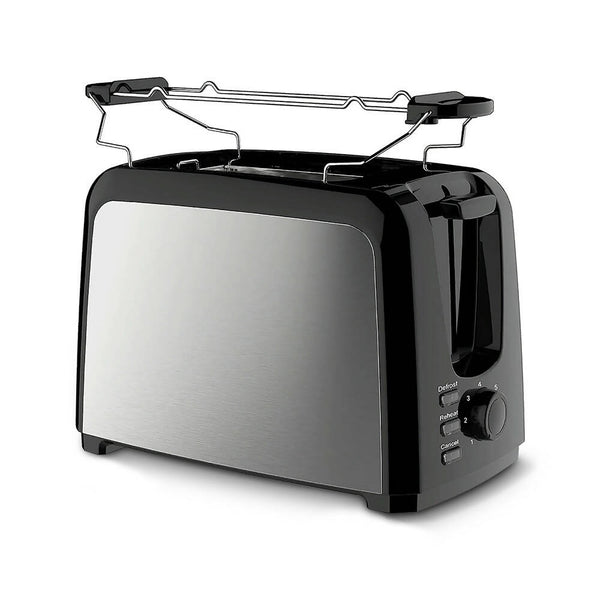 Hochwertiger Toaster aus Edelstahl / Automatik-Toaster mit Brötchenaufsatz & Röstaufsatz / 750W Toaster mit 5 Stufen zum Toasten, Auftauen und Erwärmen