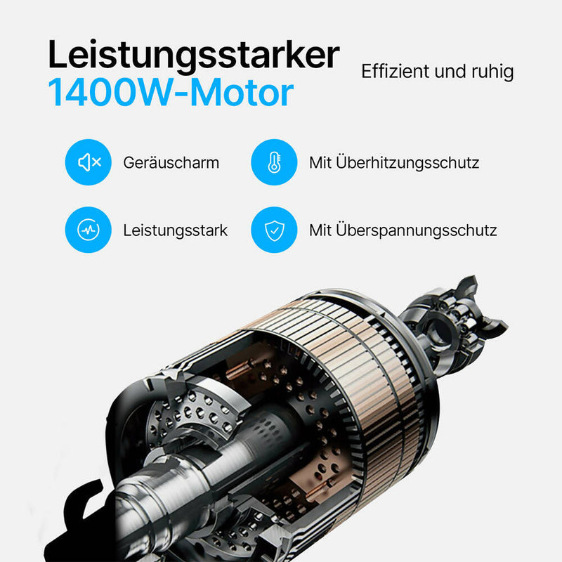 Professionelle Küchenmaschine / 6 Geschwindigkeiten / 7L Edelstahlschüssel / 1400W / Leiser Motor / Spritzschutz