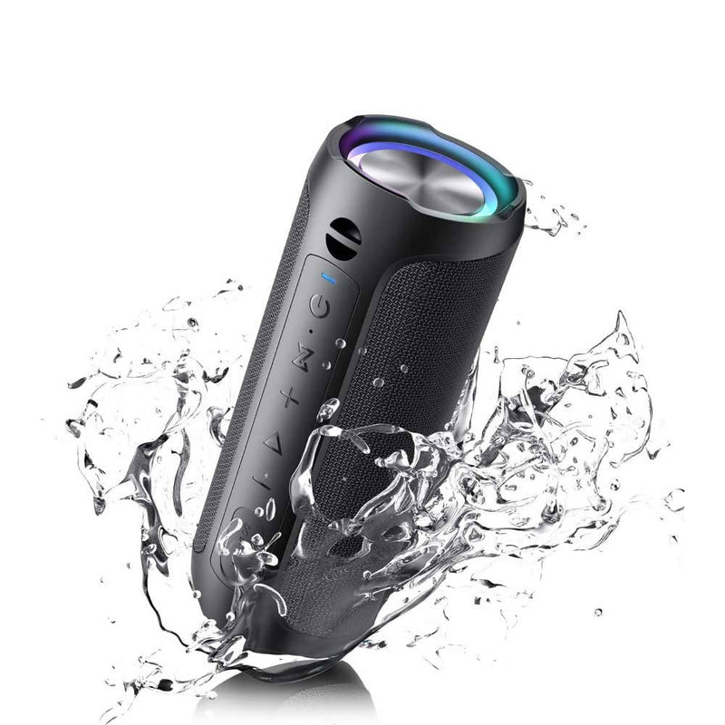 Bluetooth Lautsprecher / Kraftvoller Stereo Sound / IPX7 Wasserdicht / Freisprechfunktion / Optionales LED Licht / 20H Akkulaufzeit