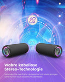 Bluetooth Lautsprecher Pro / Kraftvoller Stereo Sound / IPX7 Wasserdicht / Freisprechfunktion / Optionales LED Licht / 20H Akkulaufzeit