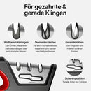 Profi Messerschärfer mit 3-Stufen / Zusätzliche Funktion für Scheren / Manueller Messerschleifer für Entgraten, Formen, Grobschliff, Schärfen, Honen und Polieren / Schleifstein, Rollschleifer, Wetzstahl
